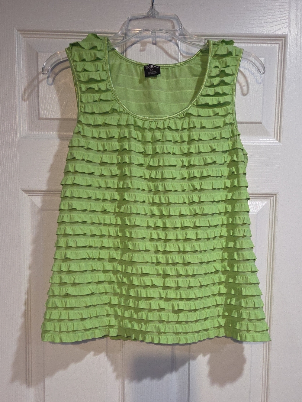 Tribal Lime Green Ruffle Tank Top